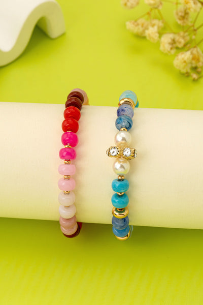 Multicolor Pastel Bead Bracelet Set | 80B1724