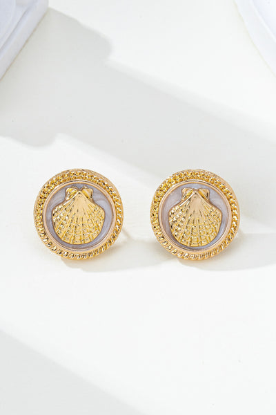 Shell Enamel Button Stud Earrings | 80E62035