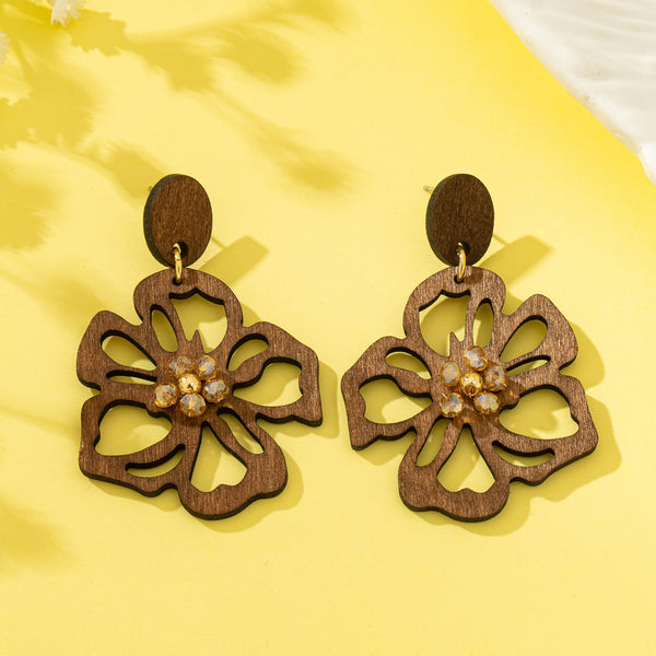 Wooden Floral Drop Earrings | 80E62153