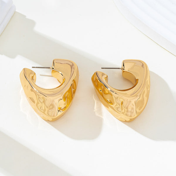 Hammered Gold-Tone Statement Hoops | 80E62156