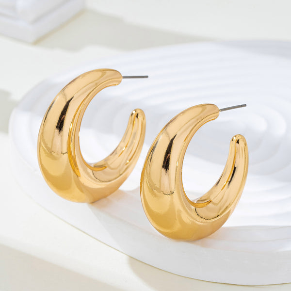 Tapered Gold-Tone Crescent Hoop Earrings | 80E62157