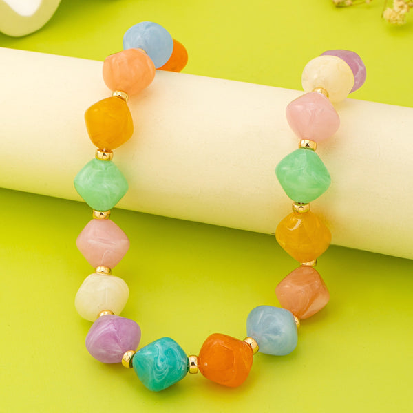 Multicolor Oversized Faceted Pastel Bead Necklace | 80N92990