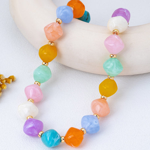 Multicolor Oversized Faceted Pastel Bead Necklace | 80N92990