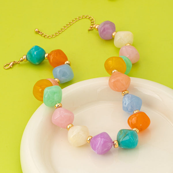 Multicolor Oversized Faceted Pastel Bead Necklace | 80N92990