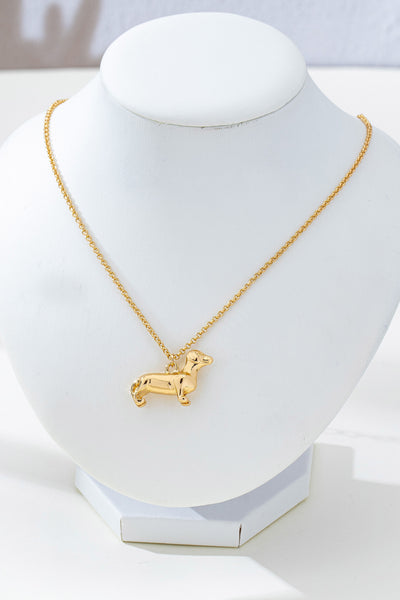 Gold-Tone Dachshund Dog Pendant Necklace | 80N93008