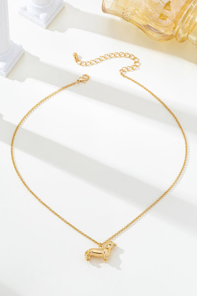 Gold-Tone Dachshund Dog Pendant Necklace | 80N93008