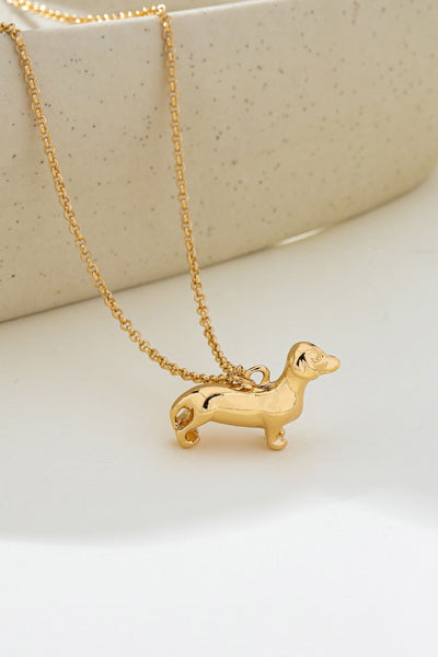 Gold-Tone Dachshund Dog Pendant Necklace | 80N93008