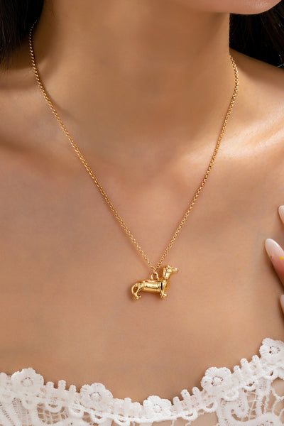 Gold-Tone Dachshund Dog Pendant Necklace | 80N93008