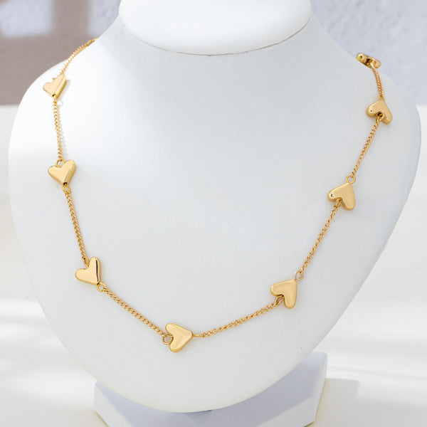 Puffed Heart Station Necklace | 80N93015