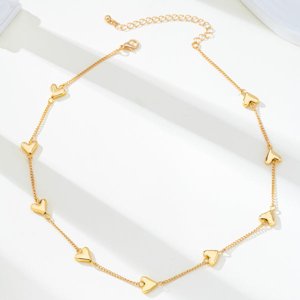 Puffed Heart Station Necklace | 80N93015