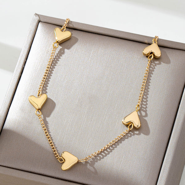 Puffed Heart Station Necklace | 80N93015