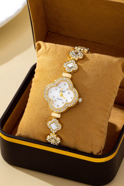 CLOVER CRYSTAL FACE LINK  BAND BRACELET WATCH | 80W006
