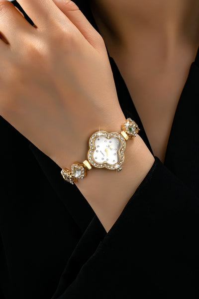 CLOVER CRYSTAL FACE LINK  BAND BRACELET WATCH | 80W006