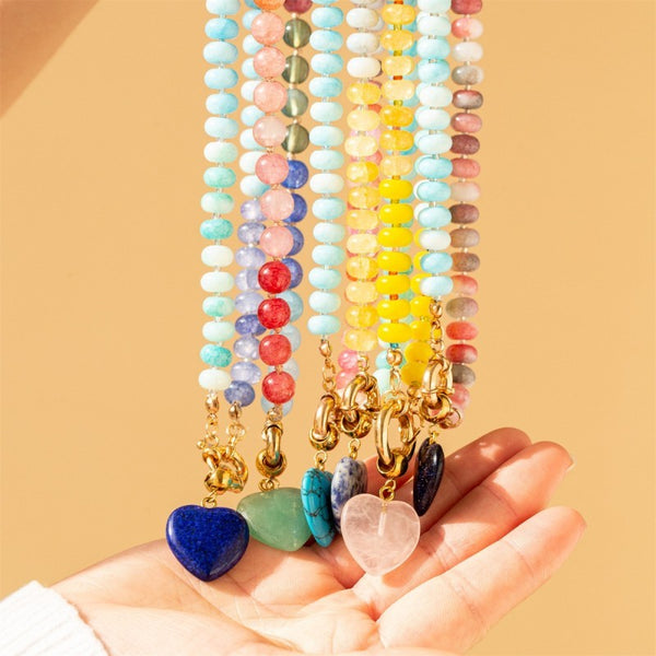 Natural Stone Semi-Precious Glass Mixed Necklace | 40NK9702