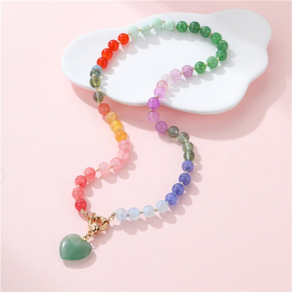 Natural Stone Semi-Precious Glass Mixed Necklace | 40NK9702