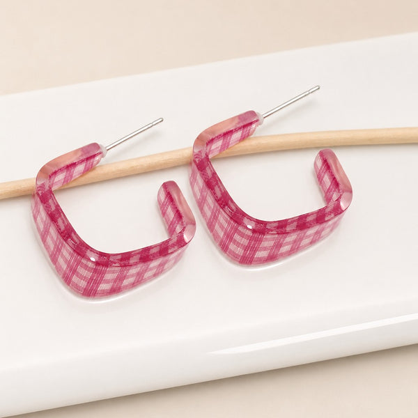 ACRYLIC CHECKER HOOP EARRINGS | 40E499