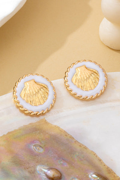 Nautical Seashell Enamel Stud Earrings | 80E62125