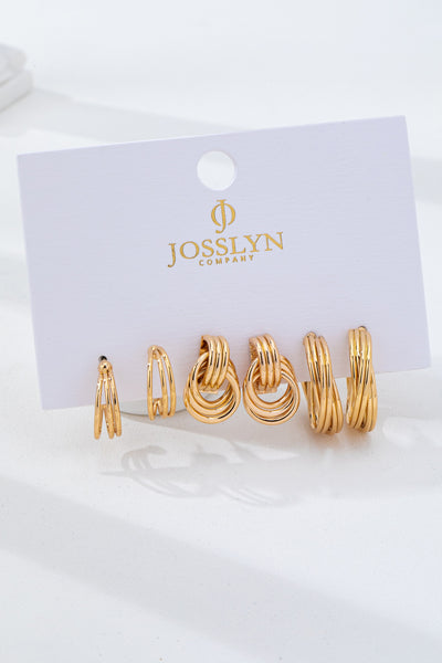Curated Multi-Line Hoop Earring Set | 80E62143