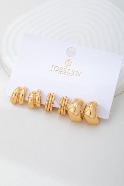 Sculptural Gold-Tone Hoop Earring Set | 80E62133