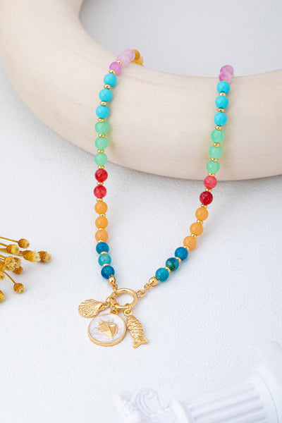 Rainbow Beaded Nautical Charm Necklace | 80N92952