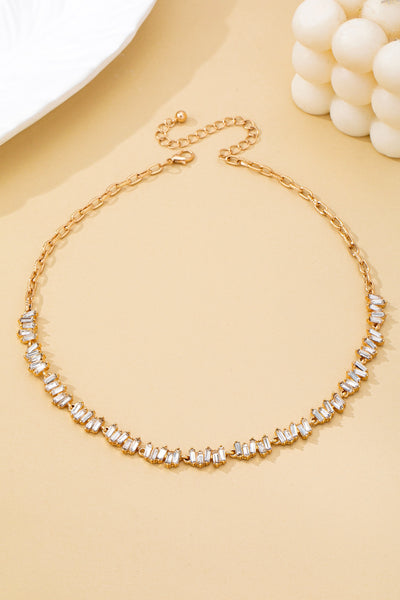 Jagged Pattern Baguette Crystal Necklace | 80N92964