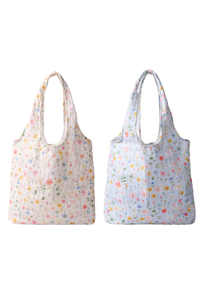 Large Organic Colorful Floral Shoulder Tote Bag | 40P606