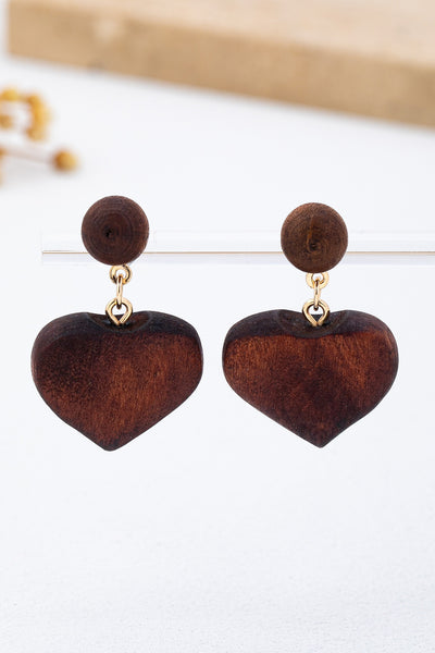 Wooden Heart Drop Earrings | 80E62163
