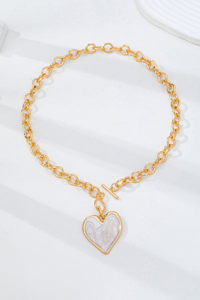 White Inlay Heart Toggle Necklace | 80N93050