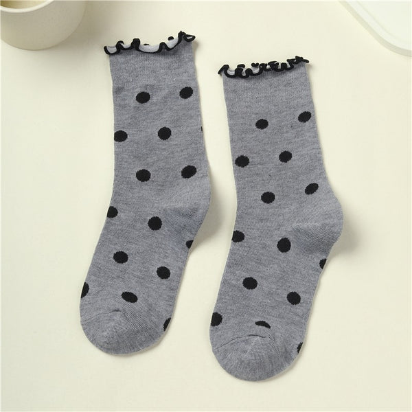 Ruffled Polka Dot Crew Socks | 40S02090