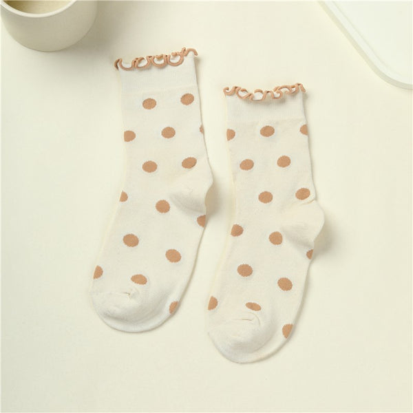 Ruffled Polka Dot Crew Socks | 40S02090