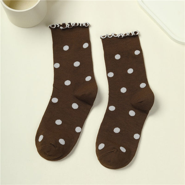 Ruffled Polka Dot Crew Socks | 40S02090
