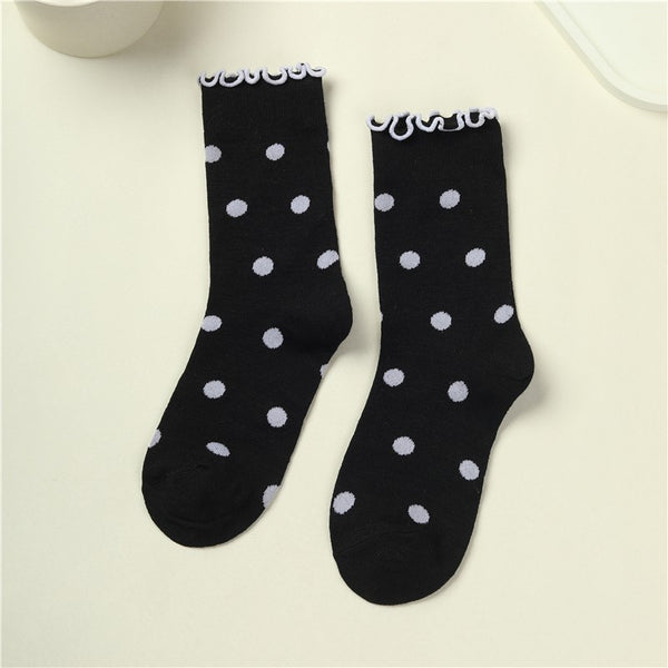Ruffled Polka Dot Crew Socks | 40S02090