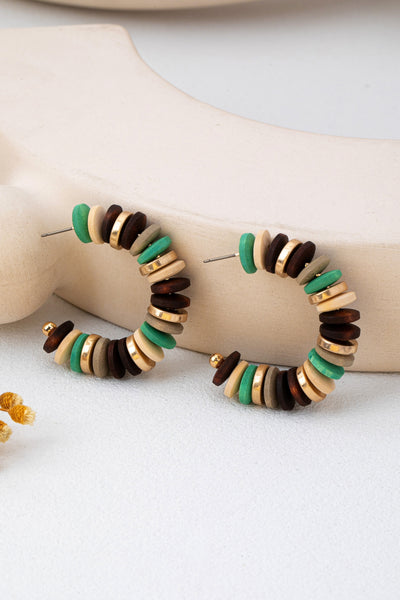 Earth-Tone Disc Beaded Hoops | 80E62212