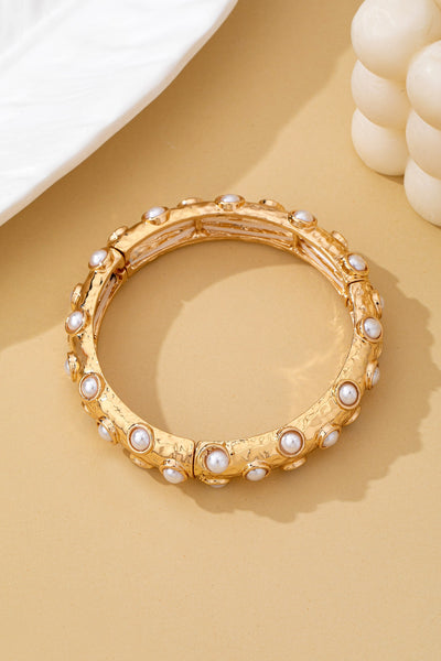 Vintage Gold and Pearl Embellished Bangle | 80B1772