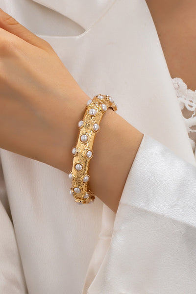 Vintage Gold and Pearl Embellished Bangle | 80B1772