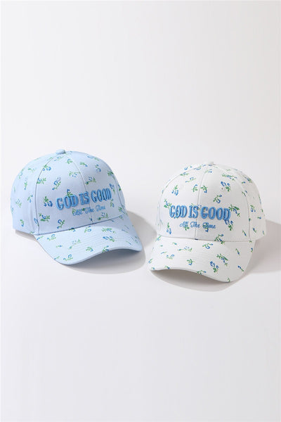 "God Is Good All The Time"  Floral Baseball Cap | 40HW756