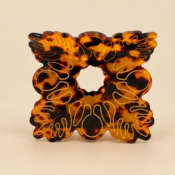 Gold Monstera Leaf Tortoiseshell Hair Claw Clips | 40H1232