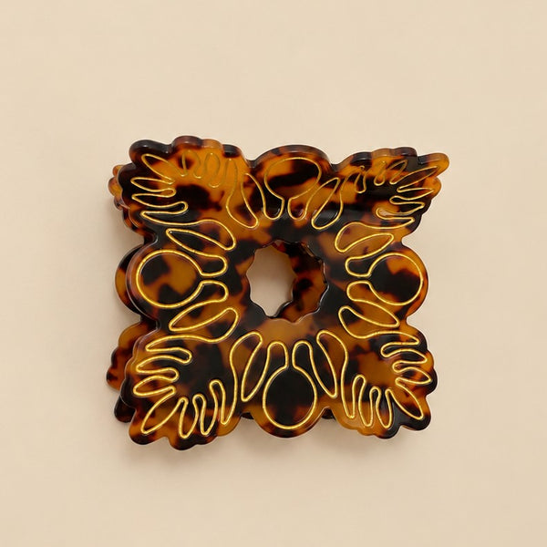 Gold Monstera Leaf Tortoiseshell Hair Claw Clips | 40H1232