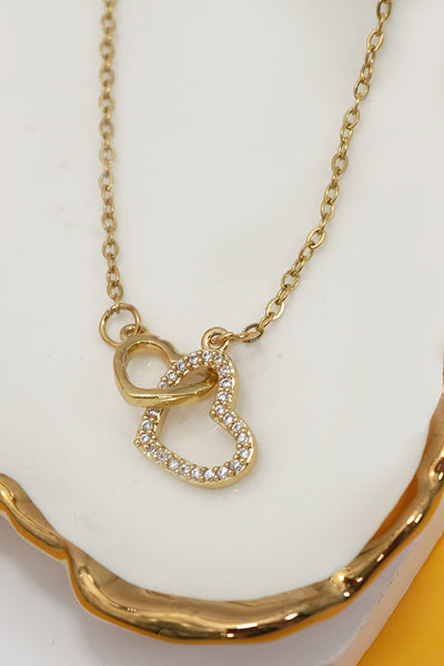 Gemini said Interlocking Crystal Heart Necklace | 40NK9707