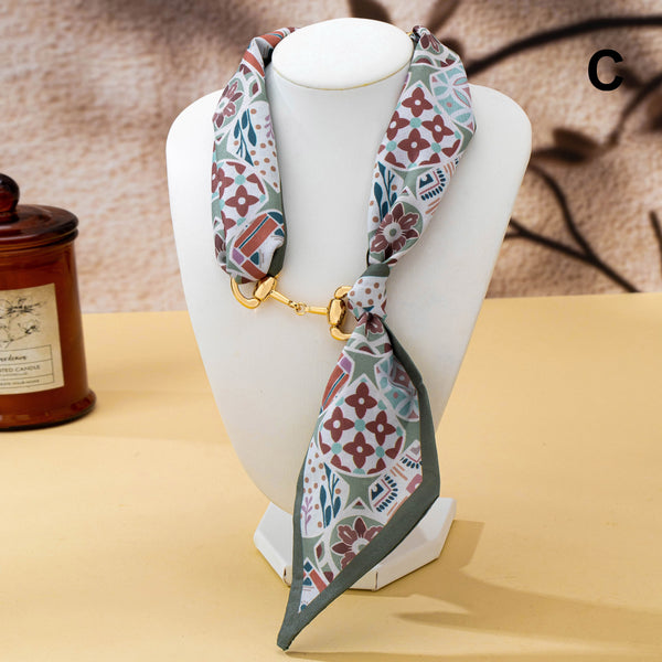 Horsebit Buckle Silk Felt Scarf Choker Necklace | 80N93838