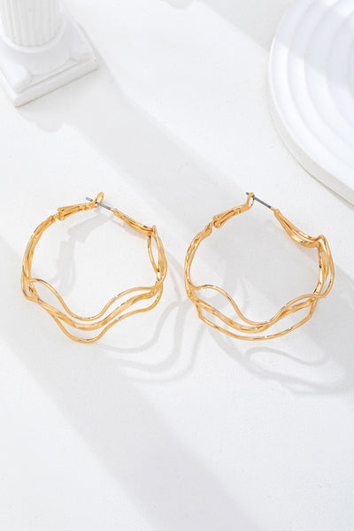 Textured Wavy Gold Hoop Earrings | 80E62228