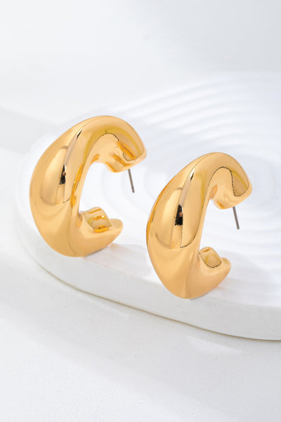 Bold Gold-Tone Chunky Dome Crescent Hoop Earrings | 80E62230