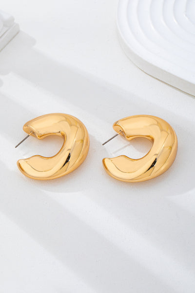 Bold Gold-Tone Chunky Dome Crescent Hoop Earrings | 80E62230