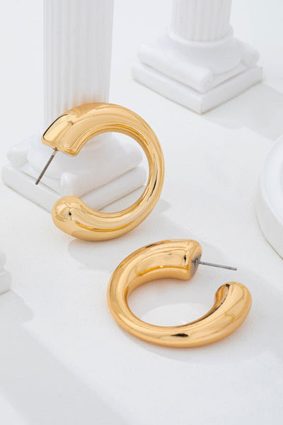 Bold Gold-Tone Chunky Tubular Open Hoop Earrings | 80E62231