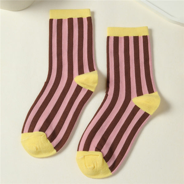 Colorful Striped Crew Sock Set | 40S02093