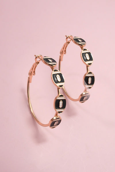 Gameday Football Baseball Hoop Earrings | 40E501