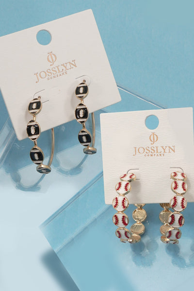 Gameday Football Baseball Hoop Earrings | 40E501