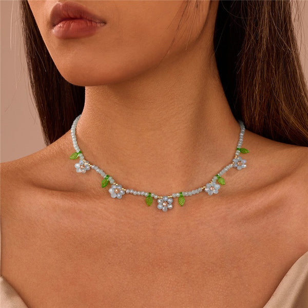 GLASS CRYSTAL ACRYLIC BEADED NECKLACE | 40NK9714