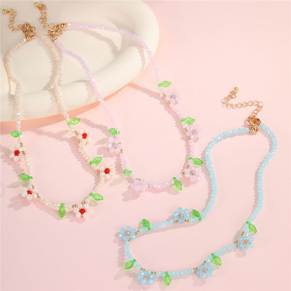 GLASS CRYSTAL ACRYLIC BEADED NECKLACE | 40NK9714