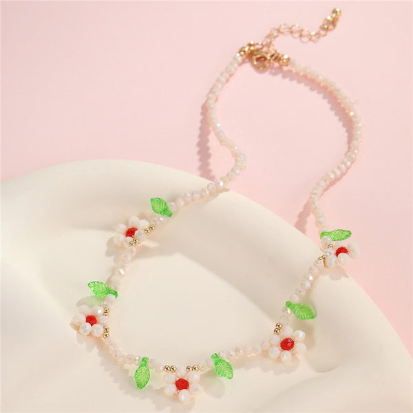 GLASS CRYSTAL ACRYLIC BEADED NECKLACE | 40NK9714